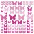 RoomMates-seinätarrat – perhoset vaaleanpunainen